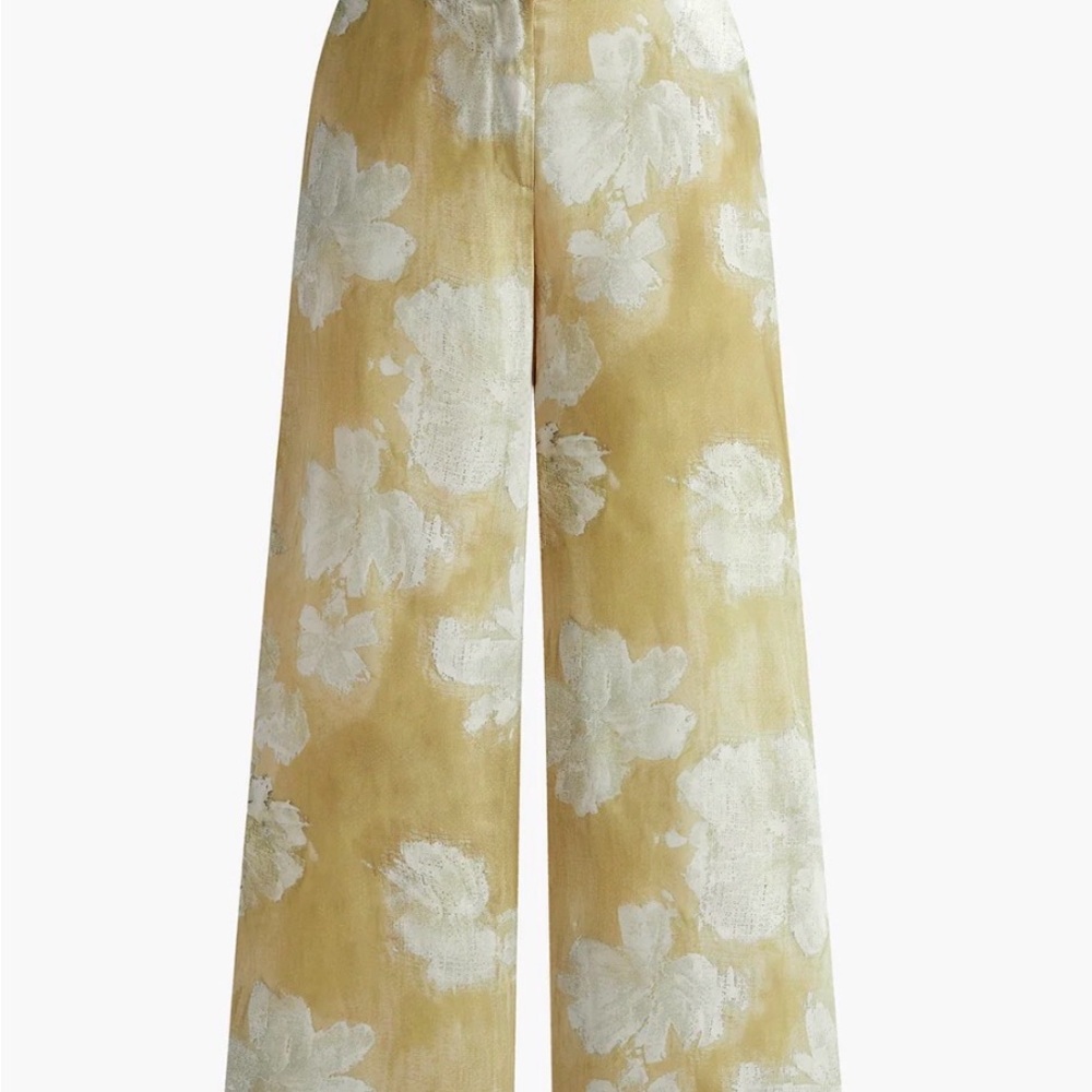 Commense Romance Floral Printed Straight Pants – Size Small – Apricot